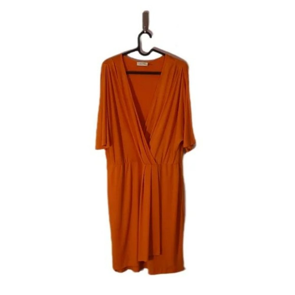 Calvin Klein Wrap-Style Lightweight Orange Dress, size 12 (NO BELT)